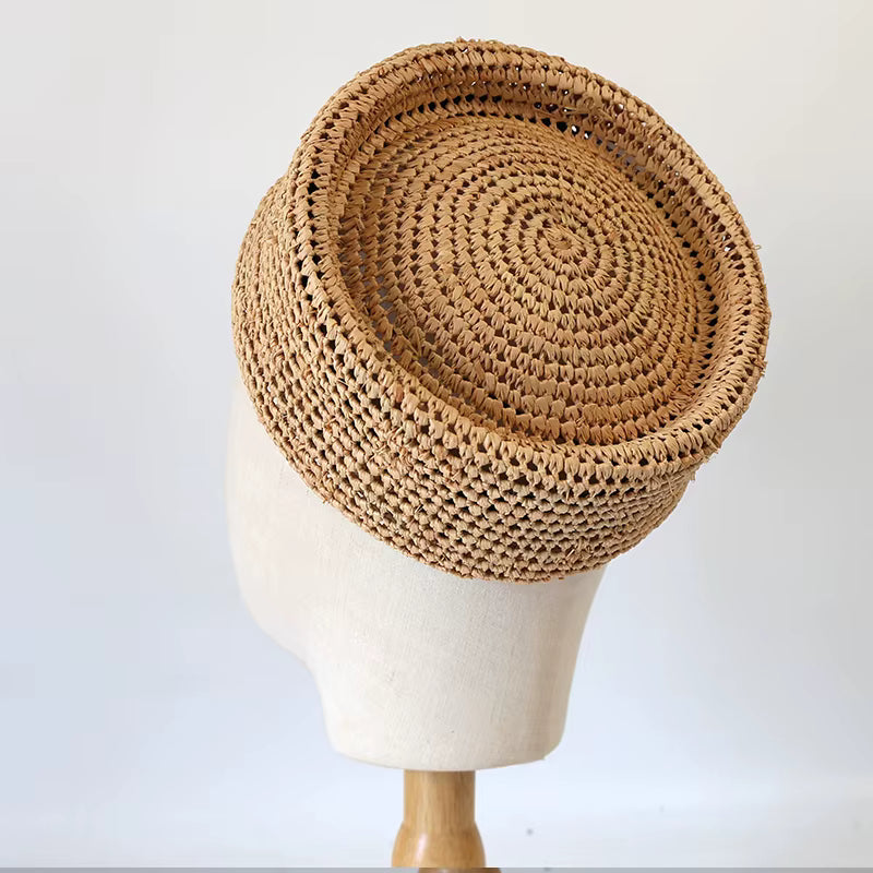Casquete rafia tejida a mano