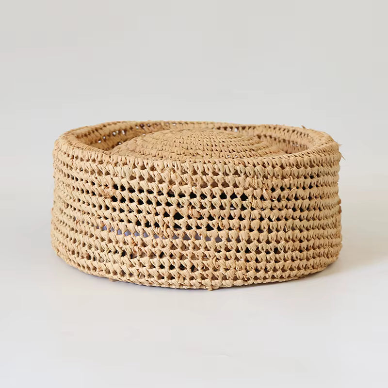 Casquete rafia tejida a mano