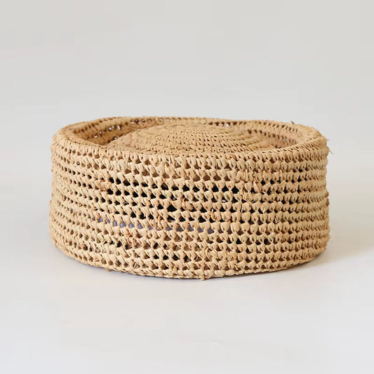 Casquete rafia tejida a mano