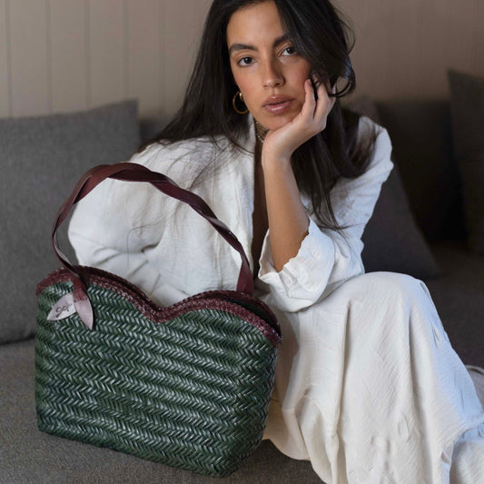 Bolso trenzado premium verde